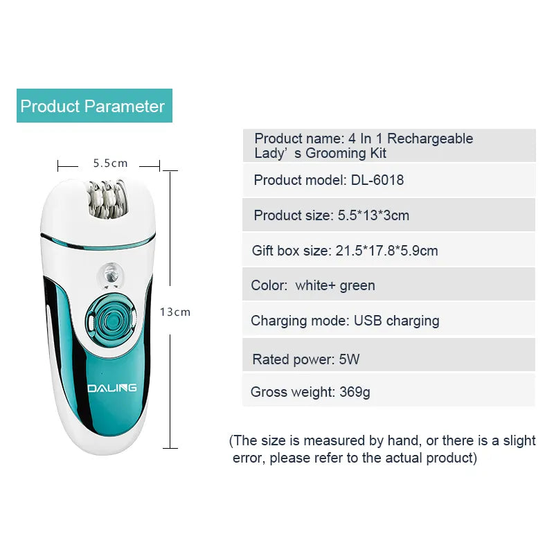 4-in-1 Rechargeable Lady’s Grooming Kit